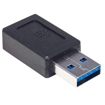 ADAPTADOR MANHATTAN USB-A A USB-C SÚPER VELOCIDAD COLOR NEGRO 2