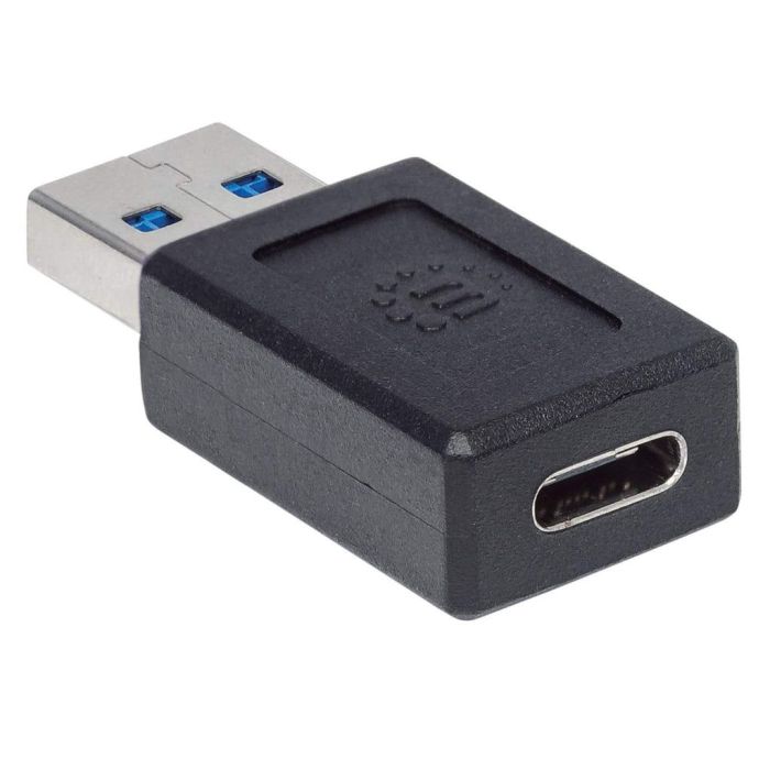 ADAPTADOR MANHATTAN USB-A A USB-C SÚPER VELOCIDAD COLOR NEGRO