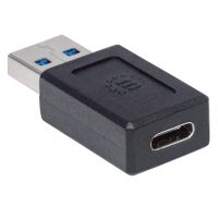 ADAPTADOR MANHATTAN USB-A A USB-C SÚPER VELOCIDAD COLOR NEGRO