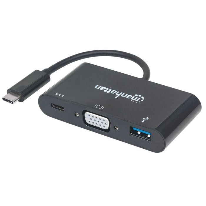 CONVERTIDOR MANHATTAN DOCKING USB-C A VGA SUPERSPEED MULTIPUERTOS COLOR NEGRO