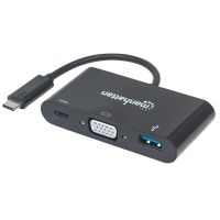 CONVERTIDOR MANHATTAN DOCKING USB-C A VGA SUPERSPEED MULTIPUERTOS COLOR NEGRO
