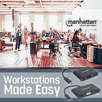 CONVERTIDOR MANHATTAN DOCKING USB-C A VGA SUPERSPEED MULTIPUERTOS COLOR NEGRO 2