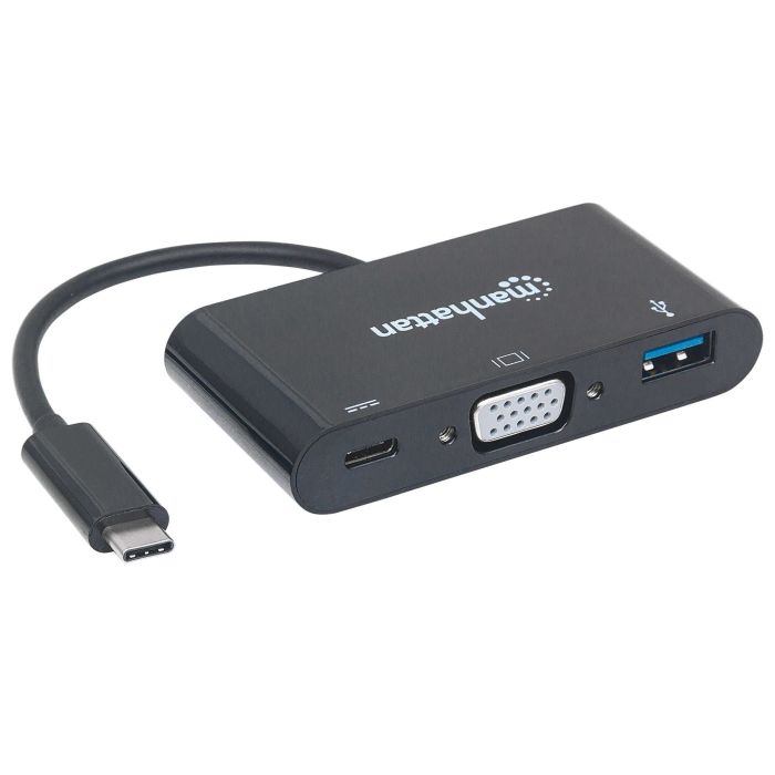 CONVERTIDOR MANHATTAN DOCKING USB-C A VGA SUPERSPEED MULTIPUERTOS COLOR NEGRO
