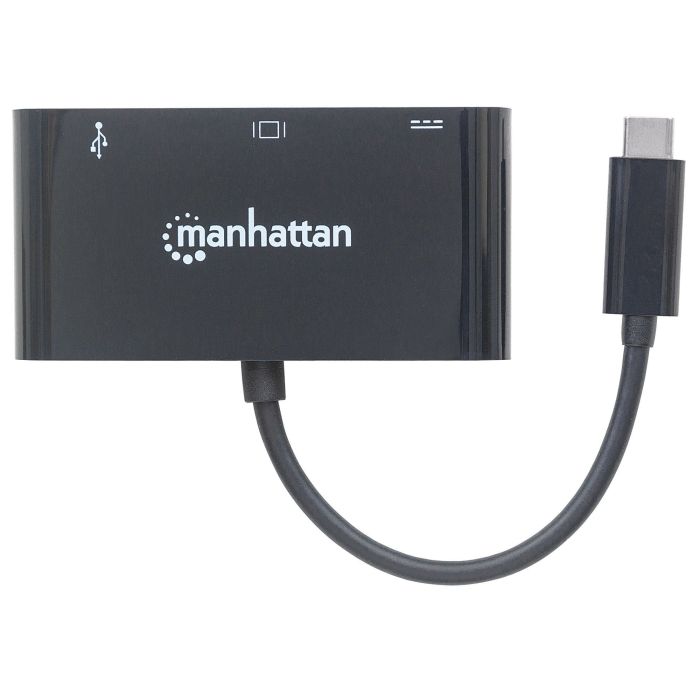 CONVERTIDOR MANHATTAN DOCKING USB-C A VGA SUPERSPEED MULTIPUERTOS COLOR NEGRO