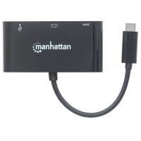 CONVERTIDOR MANHATTAN DOCKING USB-C A VGA SUPERSPEED MULTIPUERTOS COLOR NEGRO