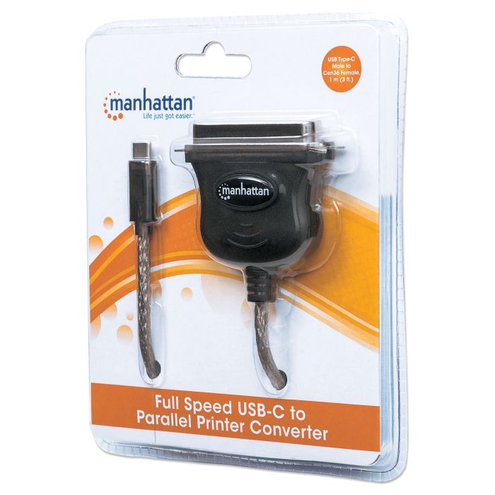 CONVERTIDOR MANHATTAN PARA IMPRESORA USB-C FULL SPEED A PARALELO CEN36 1M COLOR NEGRO