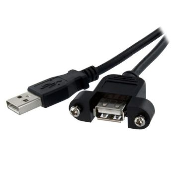 STARTECH.COM CABLE DE 91CM USB 2.0 PARA MONTAR EMPOTRAR EN PANEL - EXTENSOR MACHO A HEMBRA USB A - NEGRO