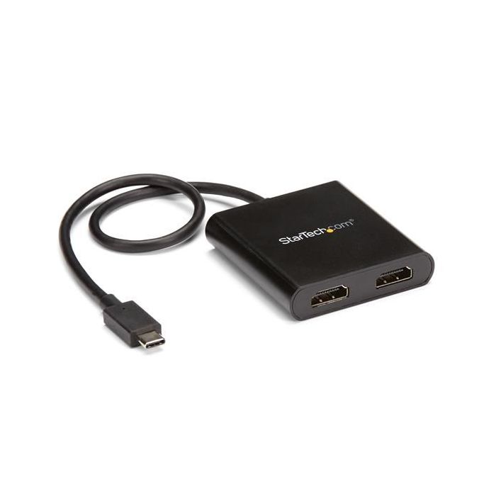 STARTECH.COM ADAPTADOR USB A HDMI DOBLE - HUB MST USB TIPO C - DIVISOR MULTIPLICADOR HDMI DOBLE 4K 30HZ - HDR - CON CABL