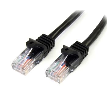 STARTECH.COM CABLE DE 1M NEGRO DE RED FAST ETHERNET CAT5E RJ45 SIN ENGANCHE - CABLE PATCH SNAGLESS