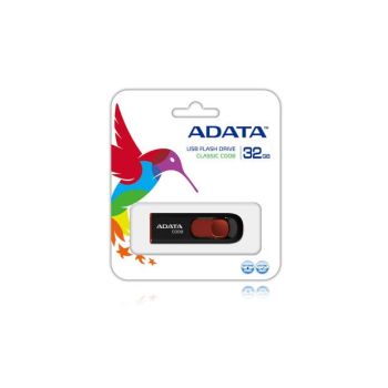 MEMORIA ADATA 32GB USB 2.0 C008 RETRACTIL NEGRO-ROJO 2