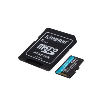 KINGSTON TECHNOLOGY CANVAS GO! PLUS TARJETA MICROSDXC CANVAS GO PLUS 170R A2 U3 V30 DE 64 GB CON ADP 2