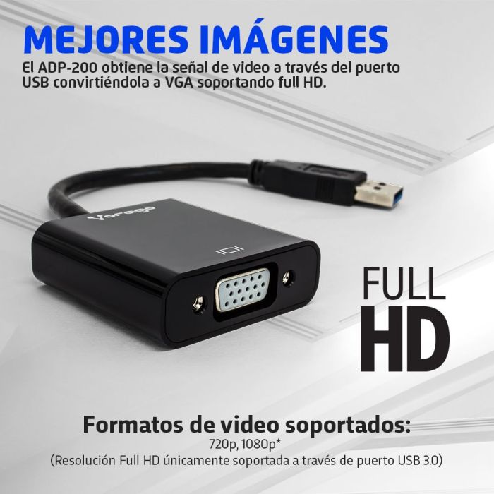 CONVERTIDOR VORAGO ADP-200 USB A VGA FULL HD  