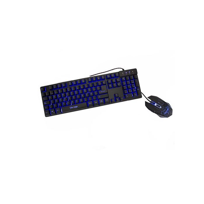 KIT TECLADO Y MOUSE VORAGO START THE GAME RETROILUMINADO USB