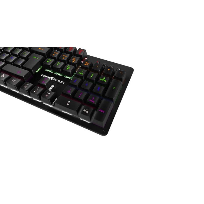 TECLADO MECÁNICO GAME FACTOR KBG400 RETROILUMINADO SWITCH AZUL USB ROSA