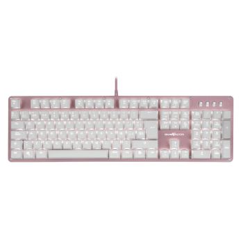 TECLADO MECÁNICO GAME FACTOR KBG400 RETROILUMINADO SWITCH ROJO USB ROSA