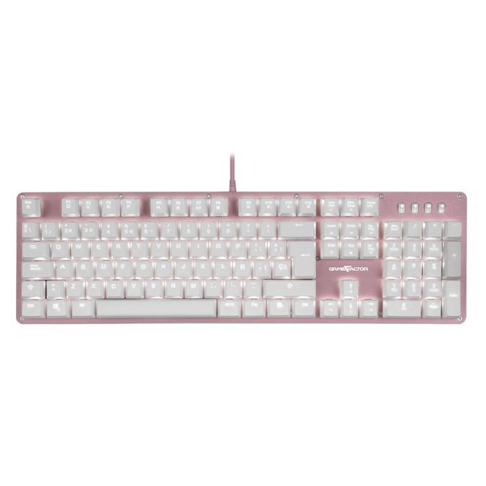 TECLADO MECÁNICO GAME FACTOR KBG400 RETROILUMINADO SWITCH ROJO USB ROSA