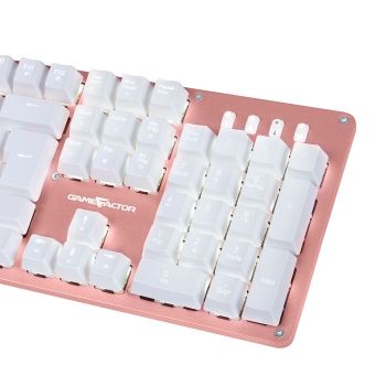TECLADO MECÁNICO GAME FACTOR KBG400 RETROILUMINADO SWITCH ROJO USB ROSA 2