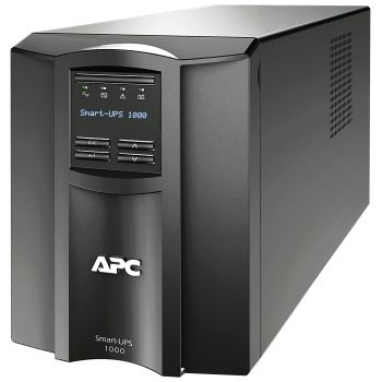 UPS APC 1000VA700WA PANTALLA LCD 120V CONEXIÓN INTELIGENTE TORRE DE ONDA SINUSOIDAL PURA 8 CONTACTOS COLOR NEGRO