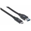 CABLE USB 3.1, GEN 1, A MACHO  C MACHO, 5 GBPS, 3 M, NEGRO MANHATTAN