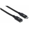 CABLE MANHATTAN USB-C V3.1, EXTENSION CM-CH 1.0M NEGRO 10GBPS 5A