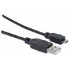 CABLE USB 2.0 TIPO A - MICRO USB 1.8 MTS NEGRO P DISPOSITIVOS MOVILES