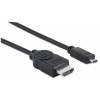 CABLE HDMI MANHATTAN V 1.4 MACHO A MICRO HDMI+ETHERNET 2 MTS