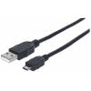 CABLE MANHATTAN USB 2.0 A MICRO B 3.0 MTS NEGRO   