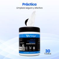 TOALLAS HÚMEDAS VORAGO CLN-107 DESINFECTANTES BOTE 30 PZAS