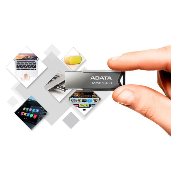 MEMORIA FLASH ADATA UV250 32GB USB 2.0 PLATA (AUV250-32G-RBK)
