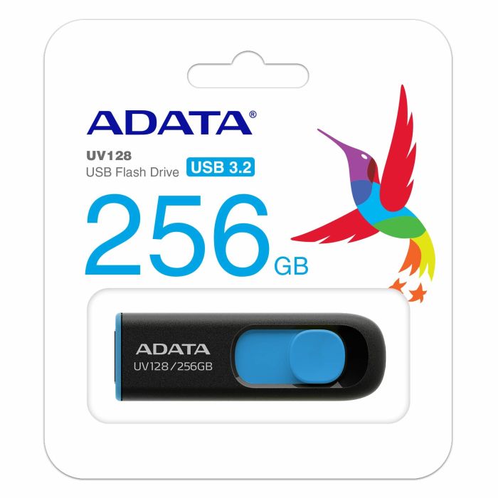 MEMORIA USB ADATA AUV128-256G-RBE, NEGRO  AZUL, 256 GB, USB 3.2 GEN1 