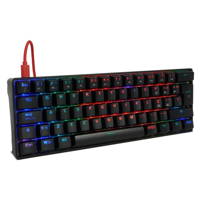 TECLADO MECÁNICO GAME FACTOR KBG560 RGB TECLAS EXTRAS RED INTERCAMBIABLES RED SWITCH USB COLOR ROJO
