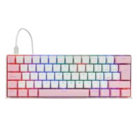 TECLADO MECÁNICO GAME FACTOR KBG560 RGB TECLAS EXTRAS PINK RED INTERCAMBIABLES RED SWITCH USB COLOR BLANCO