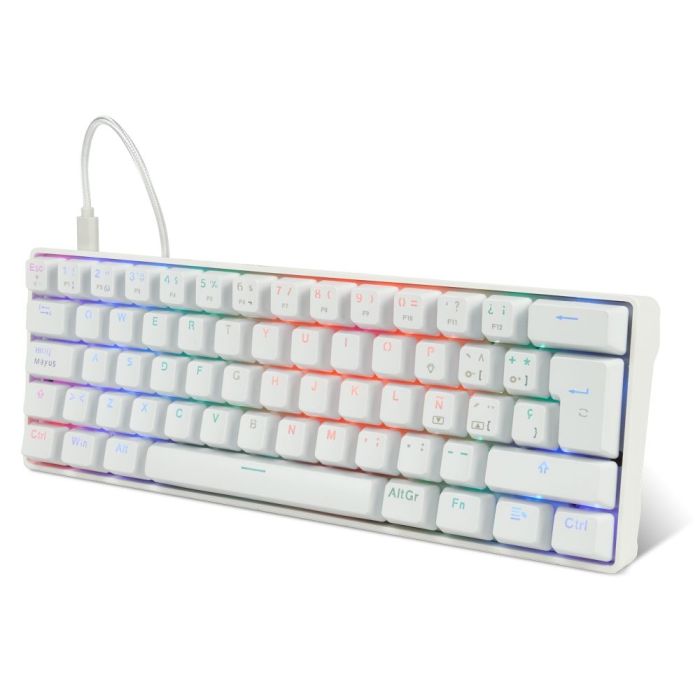 TECLADO MECÁNICO GAME FACTOR KBG560 RGB TECLAS EXTRAS PINK RED INTERCAMBIABLES RED SWITCH USB COLOR BLANCO