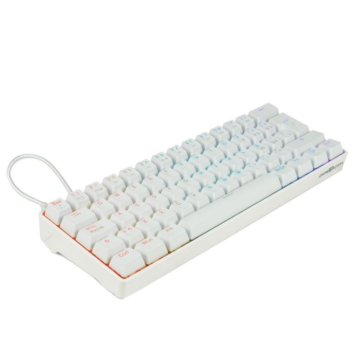 TECLADO MECÁNICO GAME FACTOR KBG560 RGB TECLAS EXTRAS PINK RED INTERCAMBIABLES RED SWITCH USB COLOR BLANCO