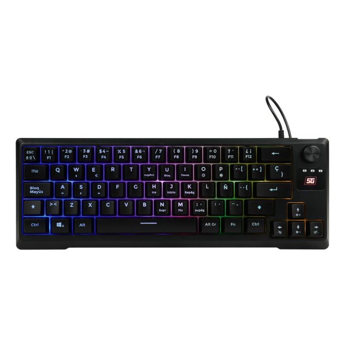 TECLADO VORAGO START THE GAME KB-506 MULTIMEDIA TKL FACTOR 65% RGB ALÁMBRICO ANTI-GHOSTING USB COLOR NEGRO