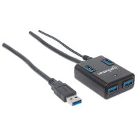 HUB MANHATTAN USB 3.0 SÚPER VELOCIDAD 4 PUERTOS COLOR NEGRO