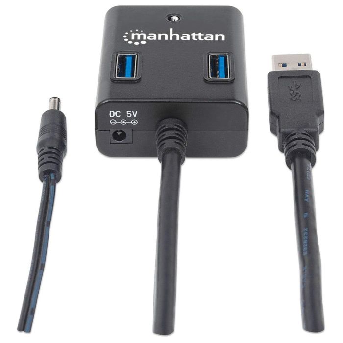 HUB MANHATTAN USB 3.0 SÚPER VELOCIDAD 4 PUERTOS COLOR NEGRO