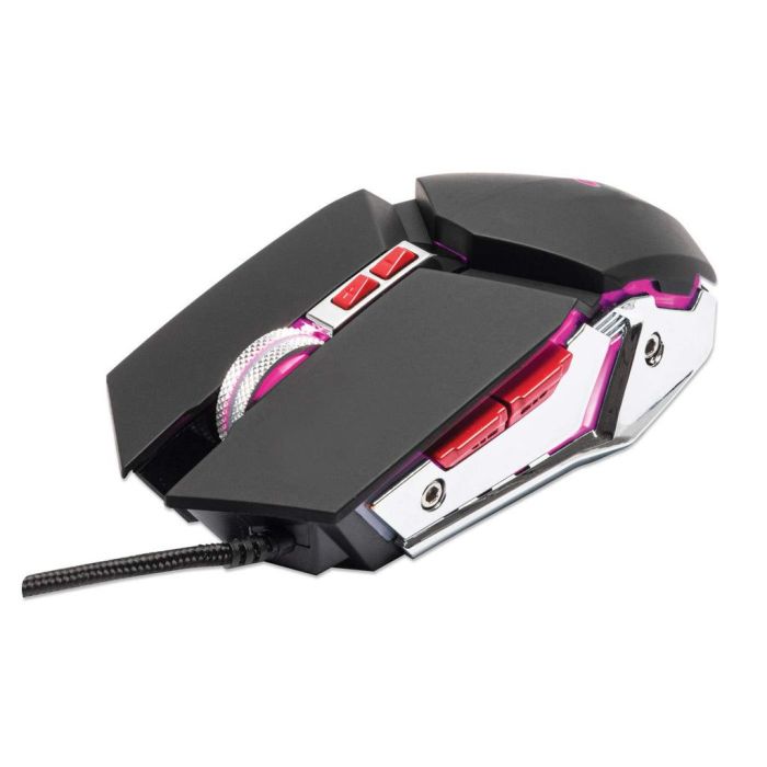 MOUSE MANHATTAN GAMING ÓPTICO LED 3200 DPI 7 BOTONES COLOR NEGRO-PLATA