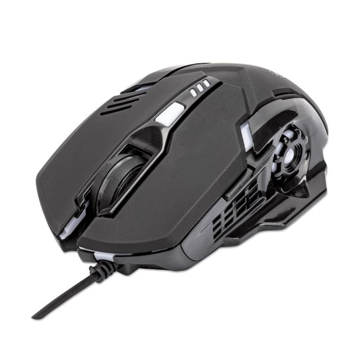 MOUSE MANHATTAN GAMING ÓPTICO LED 6 BOTONES COLOR NEGRO