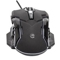 MOUSE MANHATTAN GAMING ÓPTICO LED 6 BOTONES COLOR NEGRO