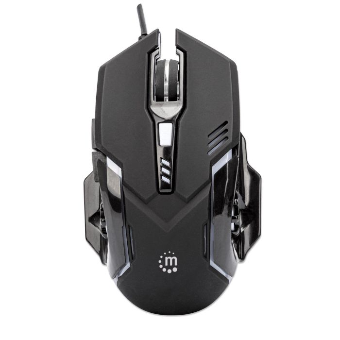 MOUSE MANHATTAN GAMING ÓPTICO LED 6 BOTONES COLOR NEGRO