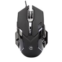 MOUSE MANHATTAN GAMING ÓPTICO LED 6 BOTONES COLOR NEGRO