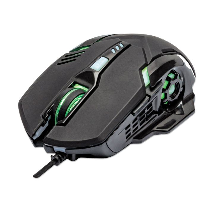 MOUSE MANHATTAN GAMING ÓPTICO LED 6 BOTONES COLOR NEGRO