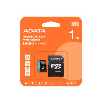 MICRO SECURE DIGITAL ADATA MICROSDXCSDHC UHS-I U3 V30 1TB CLASE 10 (A2), VELOCIDAD DE LECTURA  ESCRITURA HASTA 10085 (MB