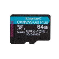 KINGSTON TECHNOLOGY TARJETA MICROSDXC CANVAS GO PLUS GEN4 DE 64 GB, 200 MBS, A2 U3 V30 Y ADAPTADOR