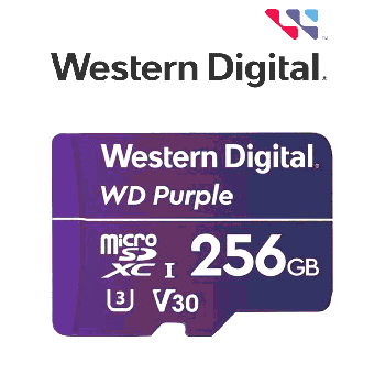 MEMORIA WD 256GB MICRO SDXC PURPLE SC QD101 VIDEOVIGILANCIA 24  7 CLASE 10 U1 LECT 50MB  S ESC 40MB  S 