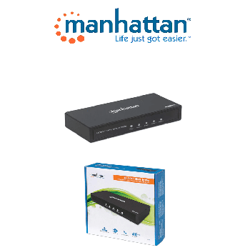 ADAPTADOR MANHATTAN VIDEO SPLITTER HDMI 4K A 60HZ 4 PUERTOS COLOR NEGRO