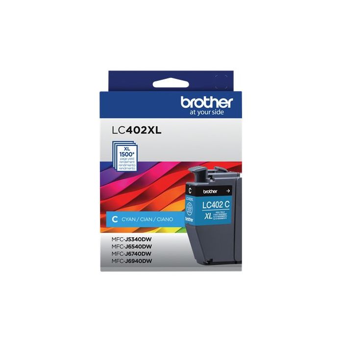 CARTUCHO BROTHER LC402XLC CYAN, RENDIMIENTO 1500 PAGINAS