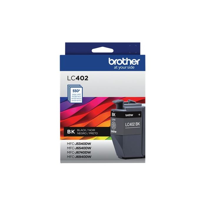 CARTUCHO BROTHER LC402BK NEGRO, RENDIMIENTO 550 PAGINAS