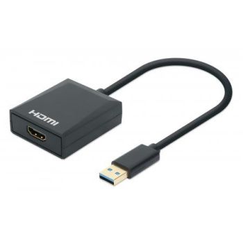 CABLE CONVERTIDOR MANHATTAN DE USB-A - HDMI 1080P@60HZ MACHO-HEMBRA